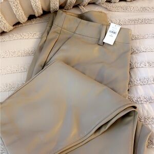 GAP Women's Faux Leather Straight Leg Pants - Biege